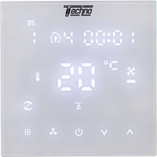 Комнатный термостат Techno КТ-24 на 24V, (сенсорное управление), Белый