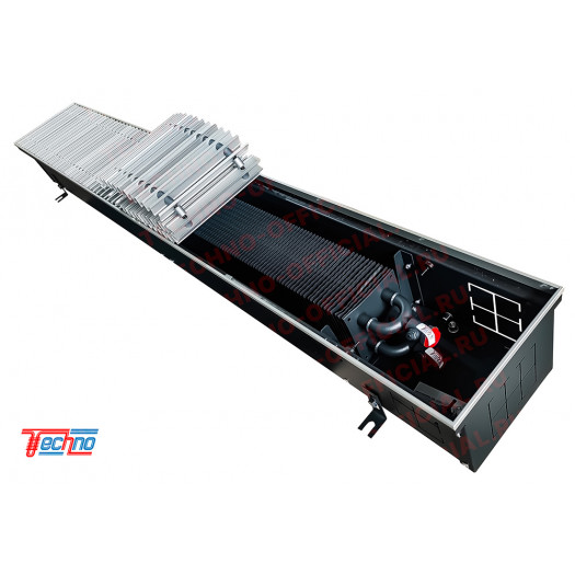 Внутрипольный конвектор Techno KVZs WD 200-140-3200 для влажных помещений с естественной конвекцией